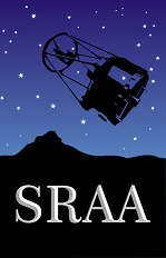 SRAA logo - a telescope floating in starry sky over Mt Lindesay